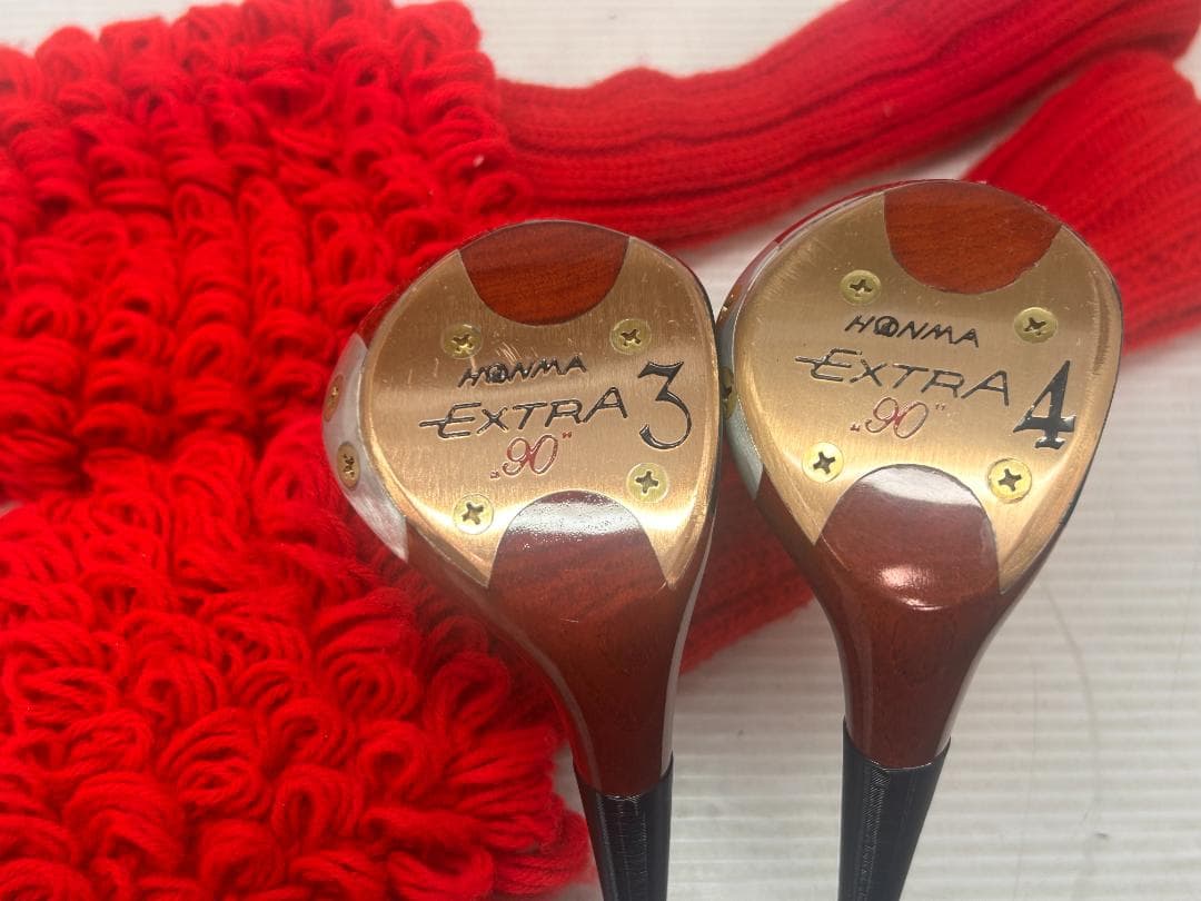 〇女性・美品【ホンマ EXTRA 90】パーシモンウッド３・４【ヘッドカバー付き