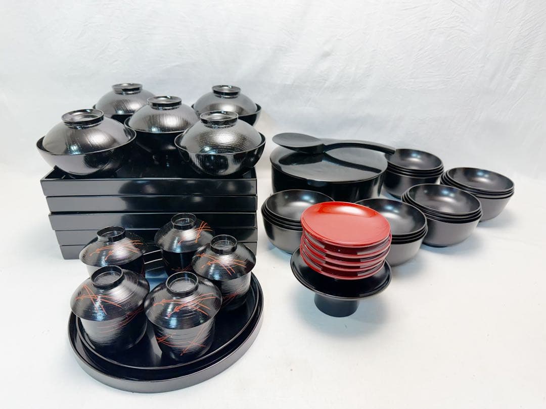 美品 懐石道具 木製 会席膳 四つ椀飯器 盃台煮物椀引盃箸洗 杓子通盆セット元箱