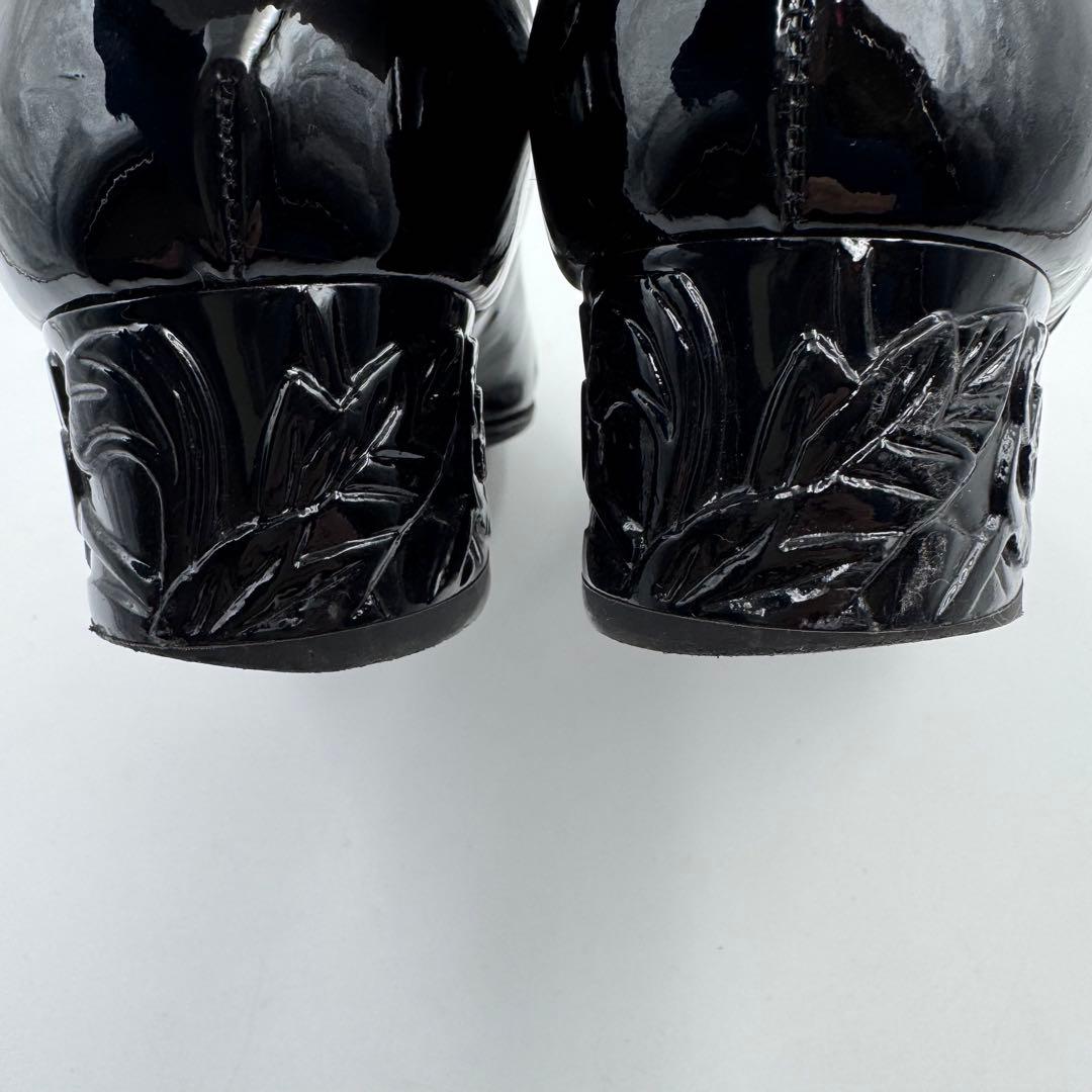 CHANEL シャネル　ココマーク　カメリア　ブラック　エナメル　サイズ37