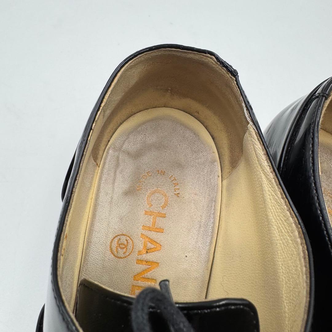 CHANEL シャネル　ココマーク　カメリア　ブラック　エナメル　サイズ37