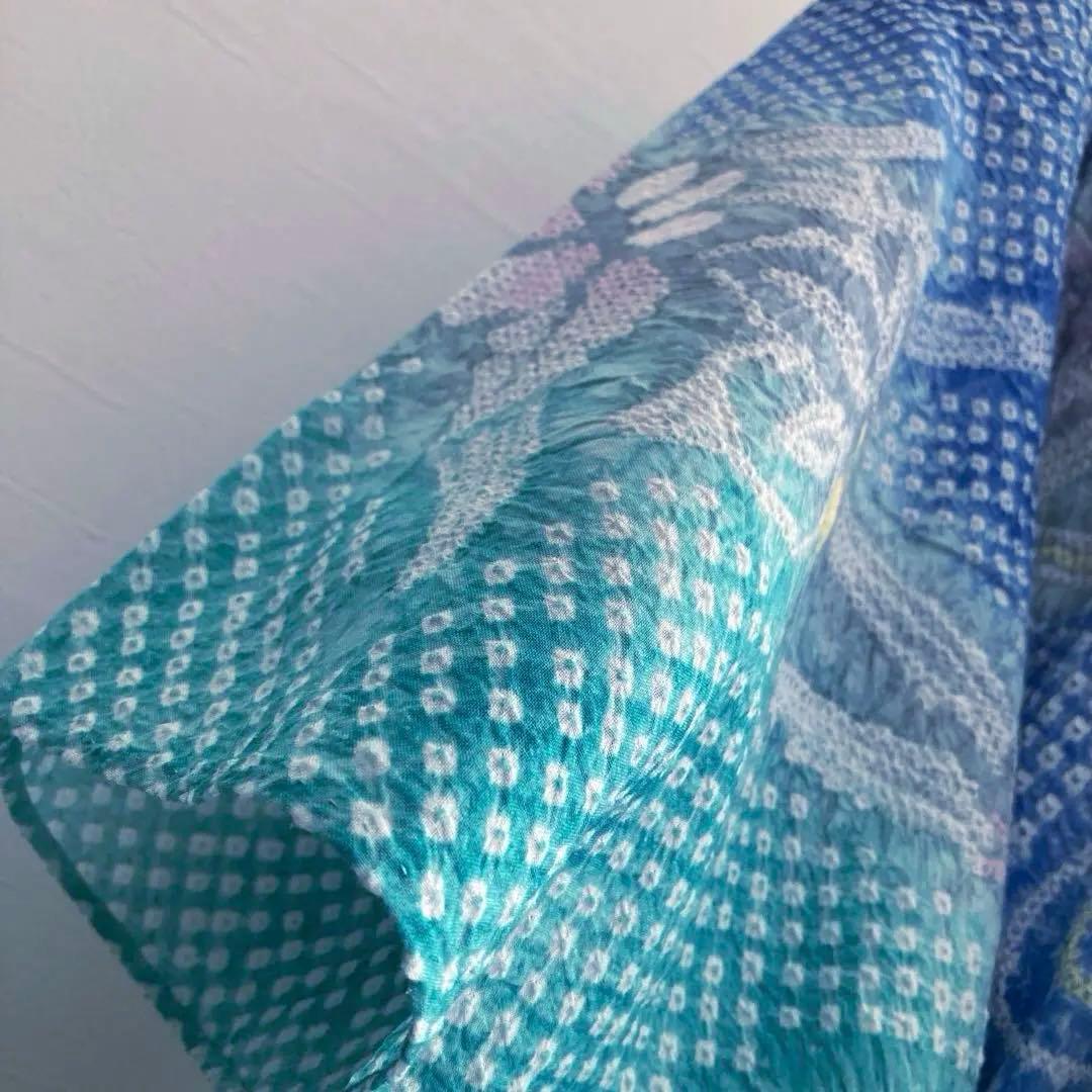 専用かな様　　有松絞り・有松鳴海絞り 身丈160 cm 菖蒲 広襟No.-220