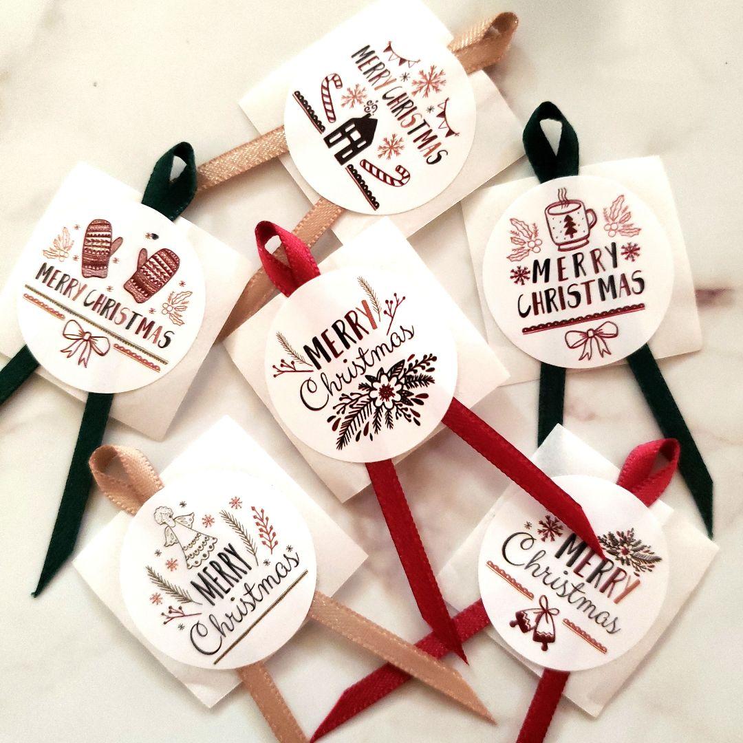 No.119　リボン付きサンキューシール　クリスマス　リボンシール　ギフトシール