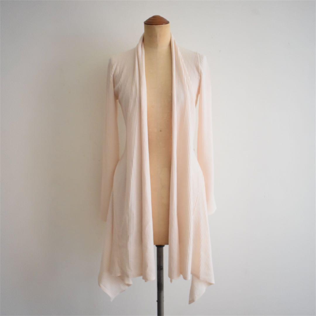 上海灘 メリノウール ドレープニットワンピース カーディガンXS イタリア製 白