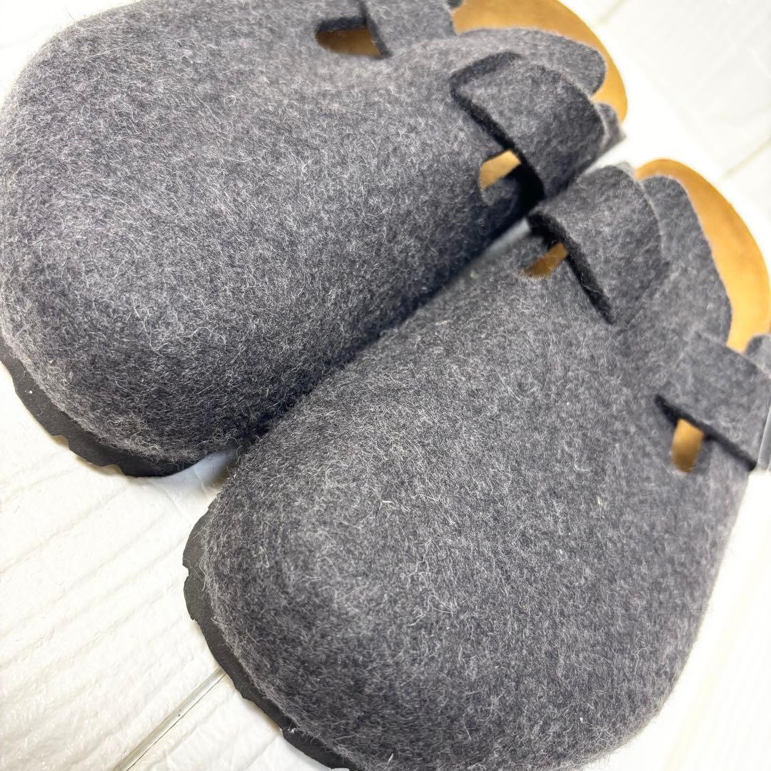 美品 ビルケンシュトック ボストン フェルト 37 24cm グレー