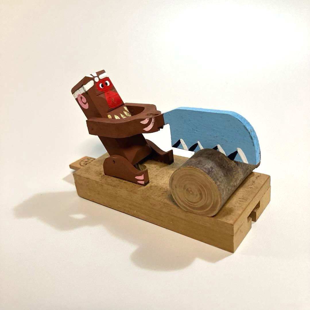 郷土玩具　長野　奈良井のからくり玩具　木挽き猿　中西康二　こけし　民芸　木彫り