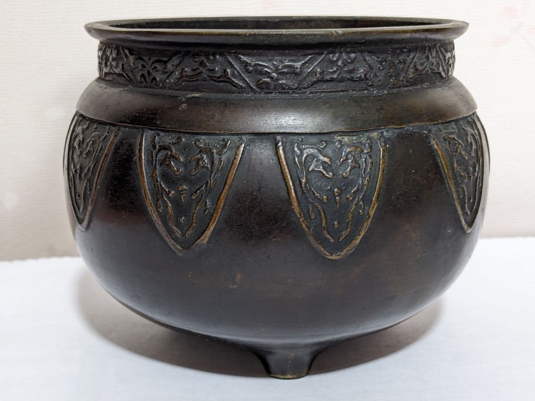 ♦江戸時代 三ツ足 香炉 火入 銅器 銅製 真鍮 コレクション骨董品アンティーク