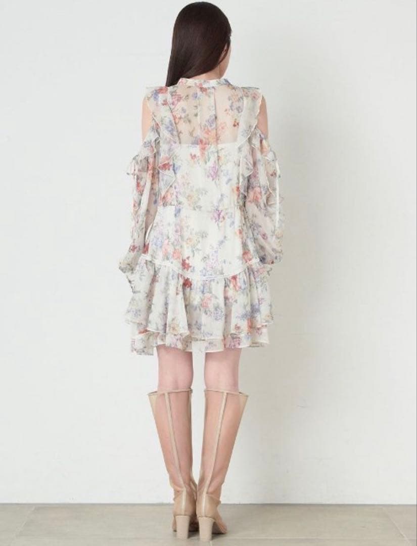 【美品】snidel プリントフリルシフォンミニワンピース Mix サイズ0