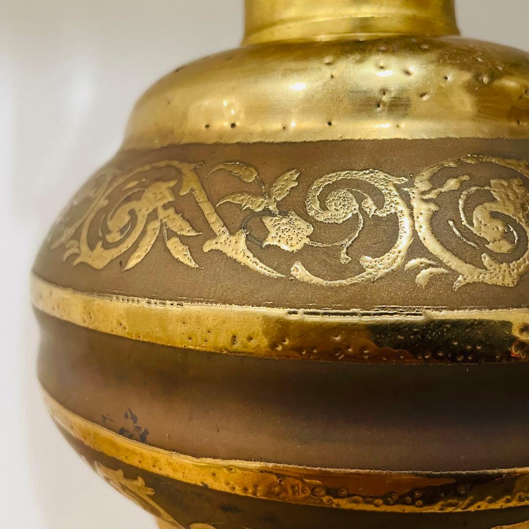 大型 アンティーク スタンドランプ フリル シェード 真鍮製 高さ58cm