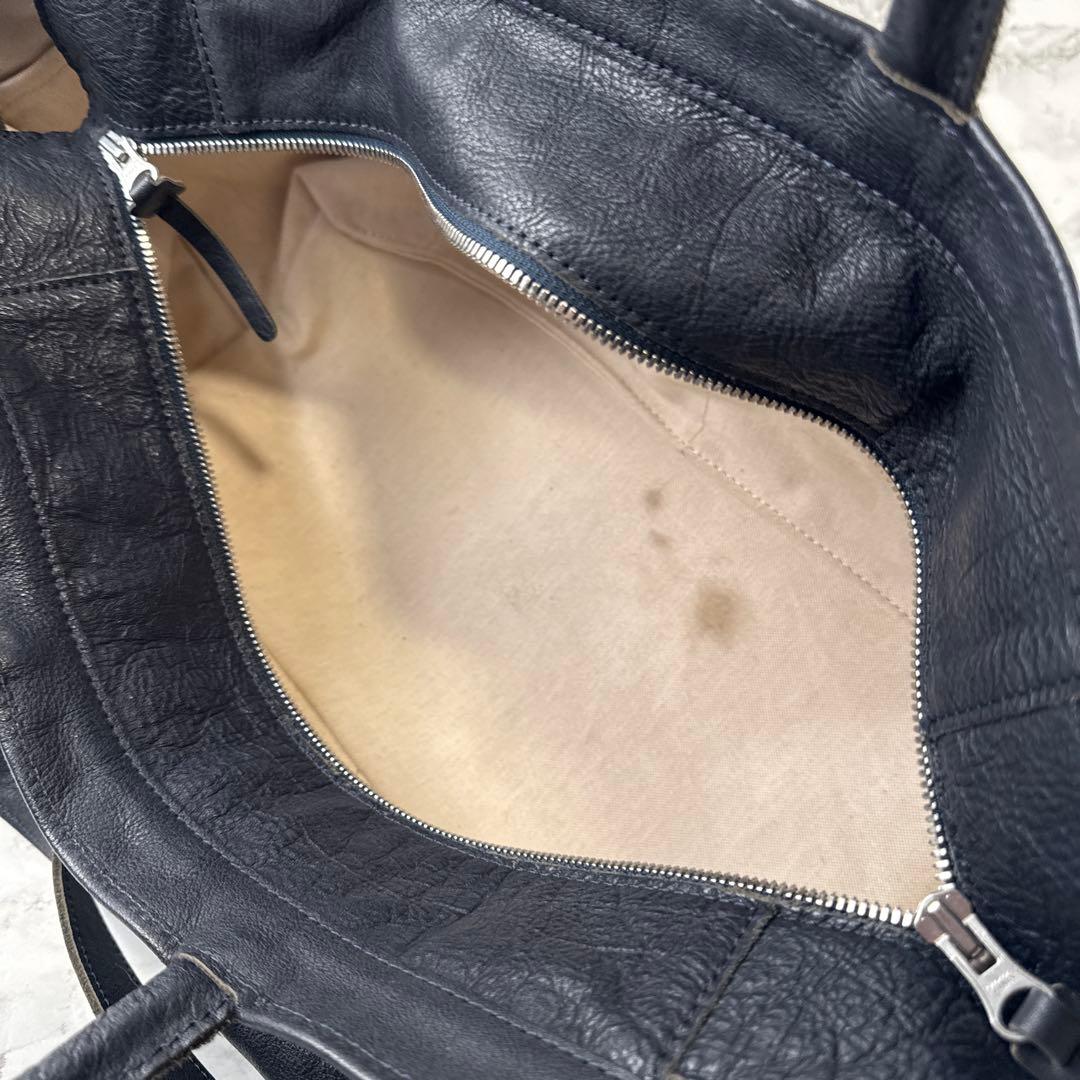 numeri ヌメリ 田村晃輔 本革 レザー 舟形 ショルダー ハンドバッグ 紺