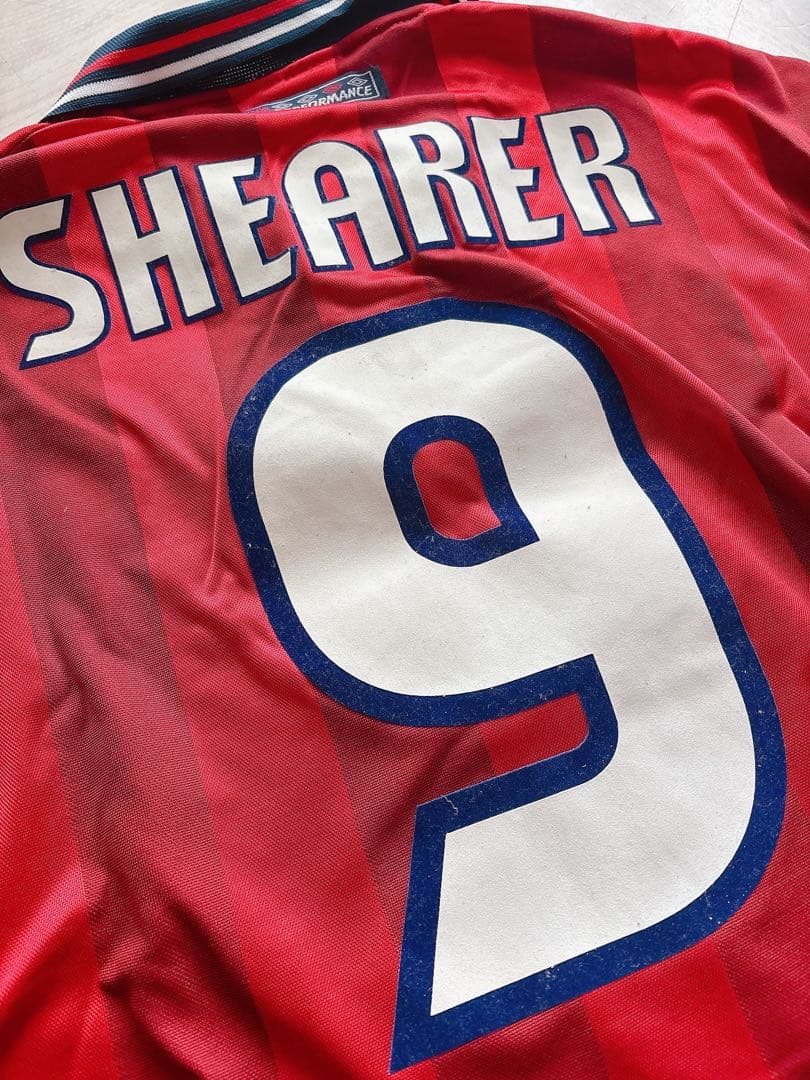 UMBRO イングランド代表アウェイユニフォーム 赤 ストライプ 襟付き 90'