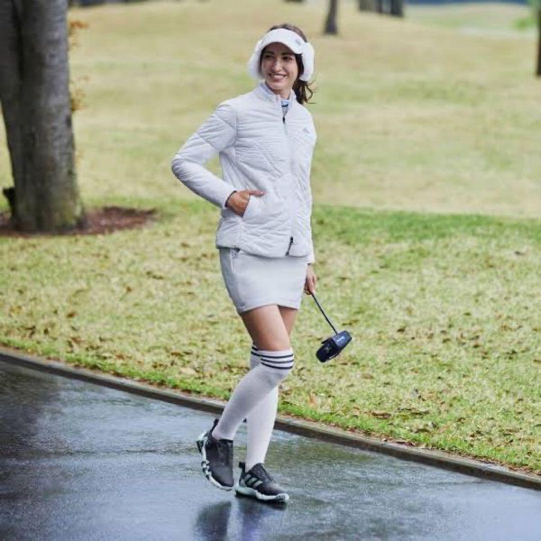 新品 レディースL adidasゴルフ保温 キルティング中綿ジャケット&スカート