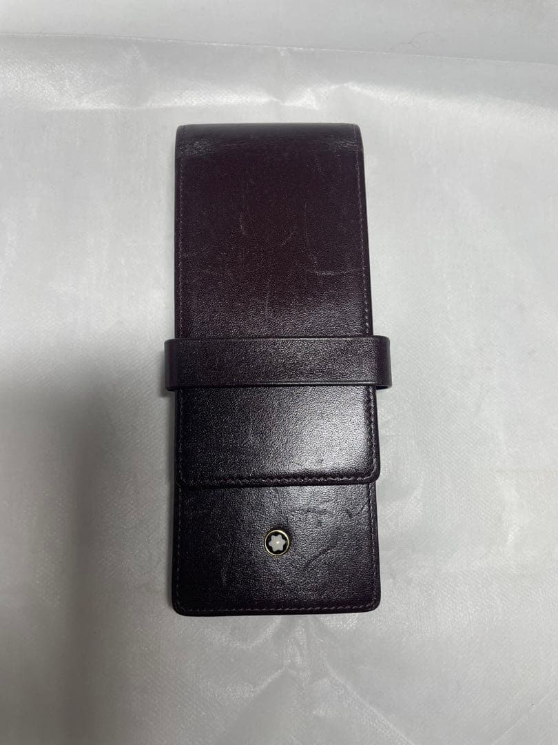 モンブラン　MONTBLANC レザーペンケース　本革　3本差し　バーガンディ色