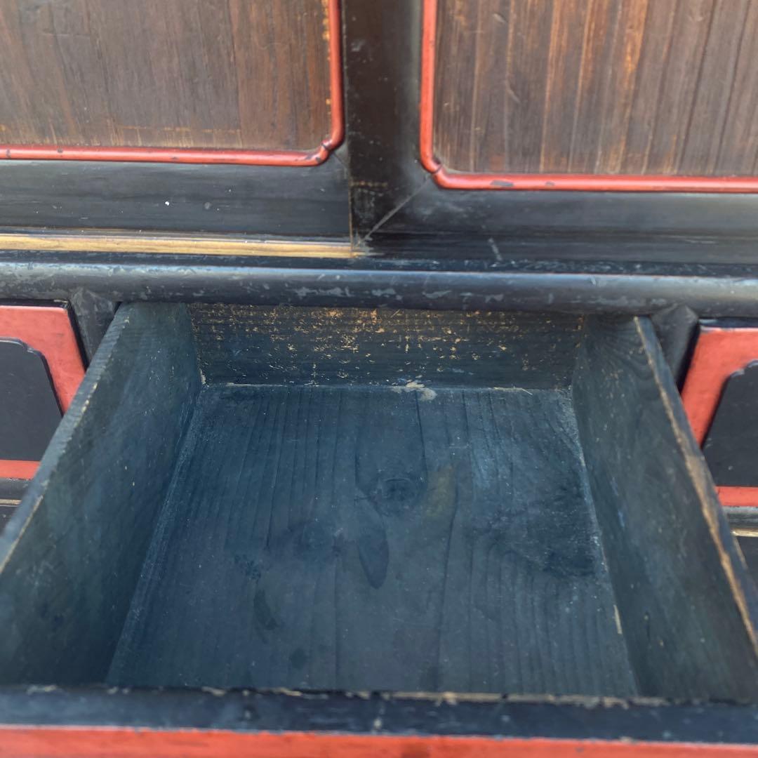 時代物 蒔絵 漆塗り飾り棚 骨董品 大正 大工 アンティーク家具 店舗什器