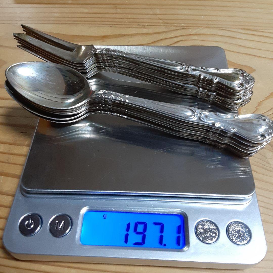 銀製　デザートスプーン6本 フォーク6本 197g