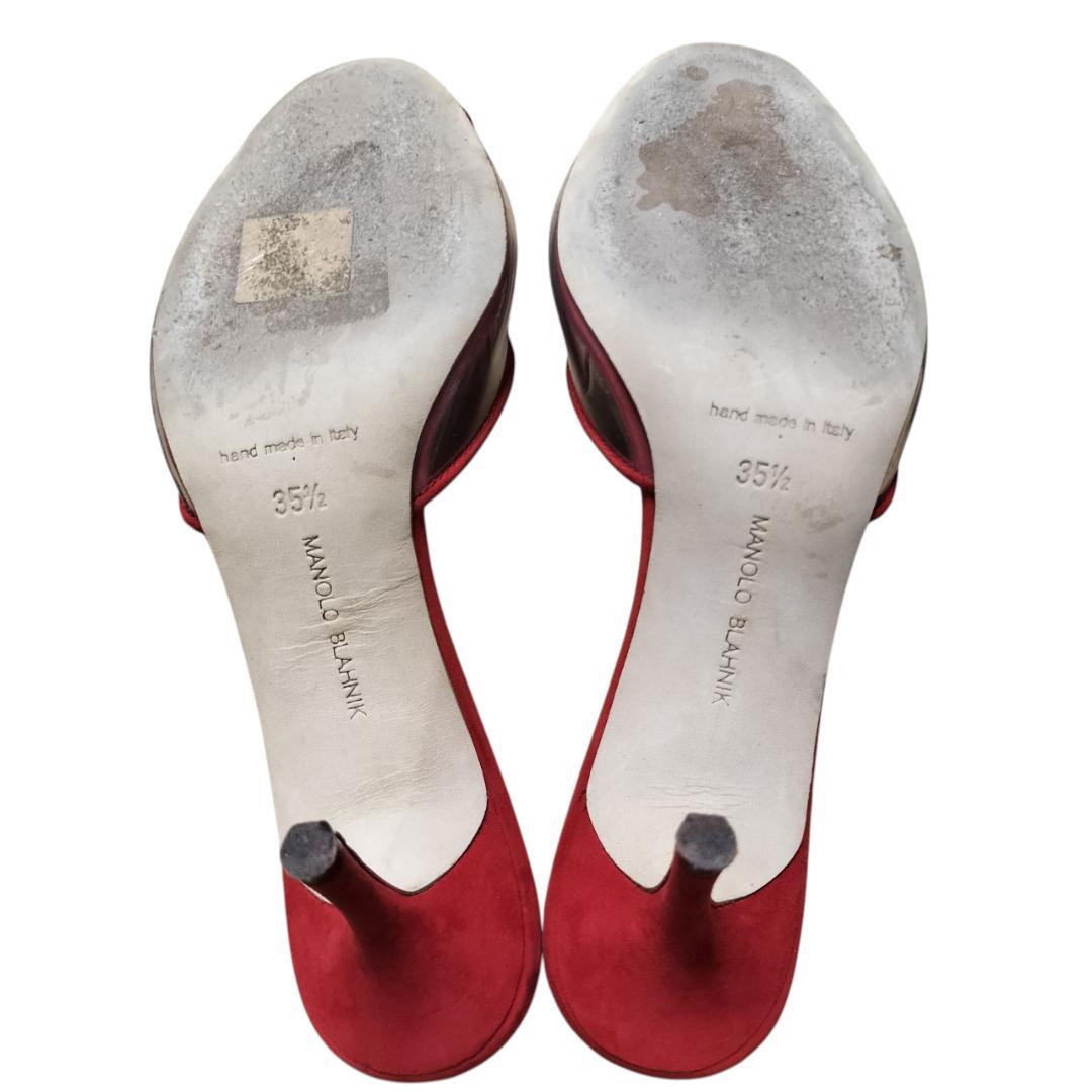 【美品・箱付き】マノロブラニク サンダル ミュール レッド 赤 22.5cm相当