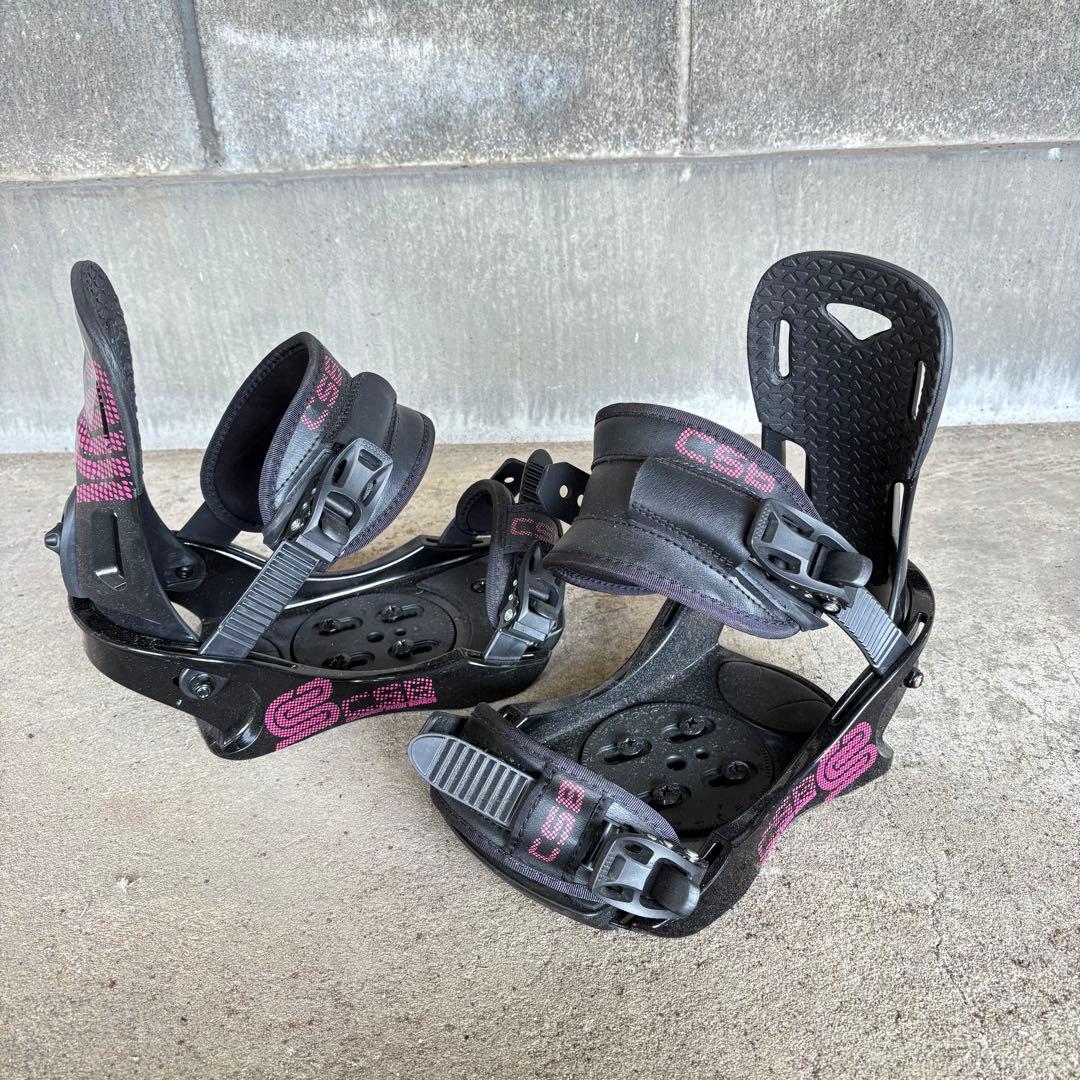 CSB スノーボード ビンディング サイズM ブラック×ピンク ディスク付 中古