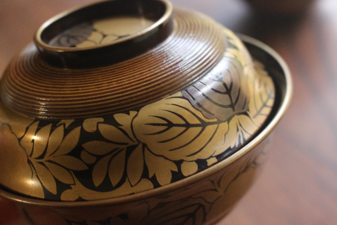 時代逸品！風情ある千筋糸目に極上桐花蒔絵の映えるお椀2点（検輪島塗懐石椀雑煮椀