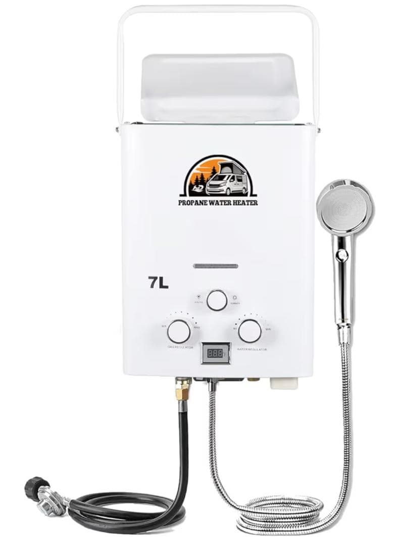 携帯用LPガス給湯器 7L タンクレス 湯沸器 1.85 GPM 熱湯ヒーター