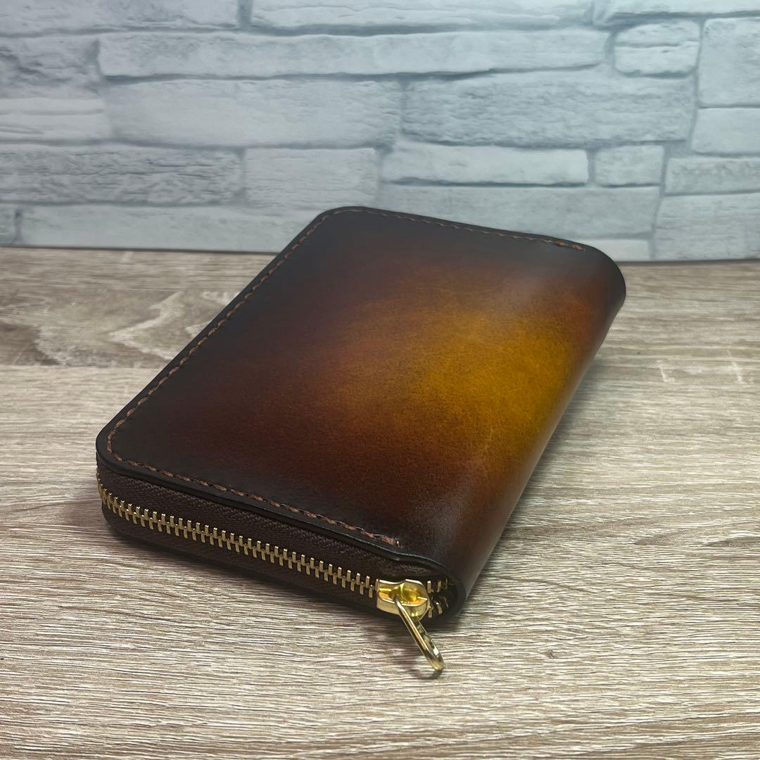 ルアーワレット　本革レザー　手染めアンティークキャメル　ハンドメイド　渓流