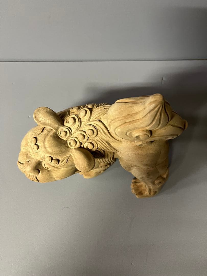 木彫り　獅子像　１対　35