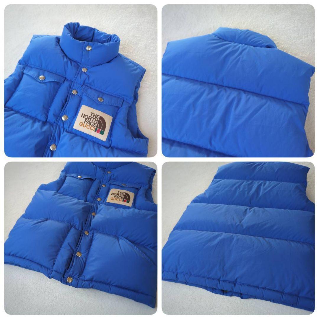 【コラボ】 グッチ ノースフェイス ダウンベスト ブルー サイズS アウター
