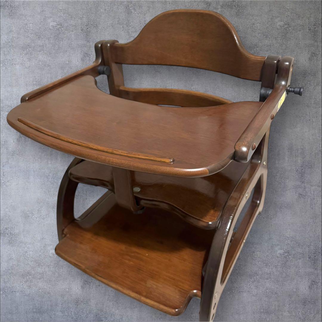 美品✨すくすくローチェアⅡ ダークブラウン ベビー用ローチェア 木製