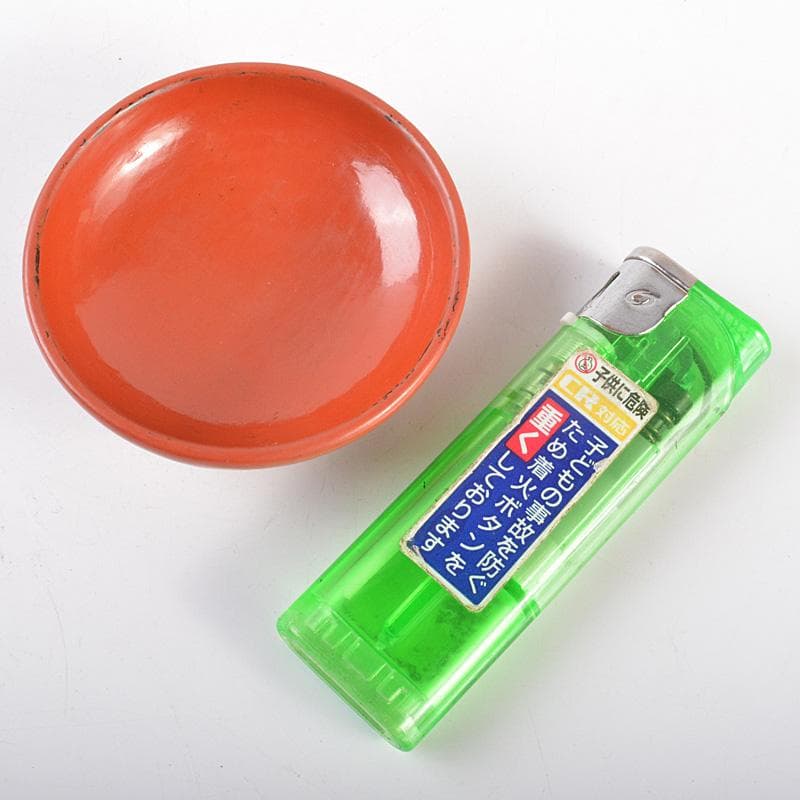 古民具　根来塗　時代根来　朱塗　酒盃　五客　時代合わせ箱　D　R7545