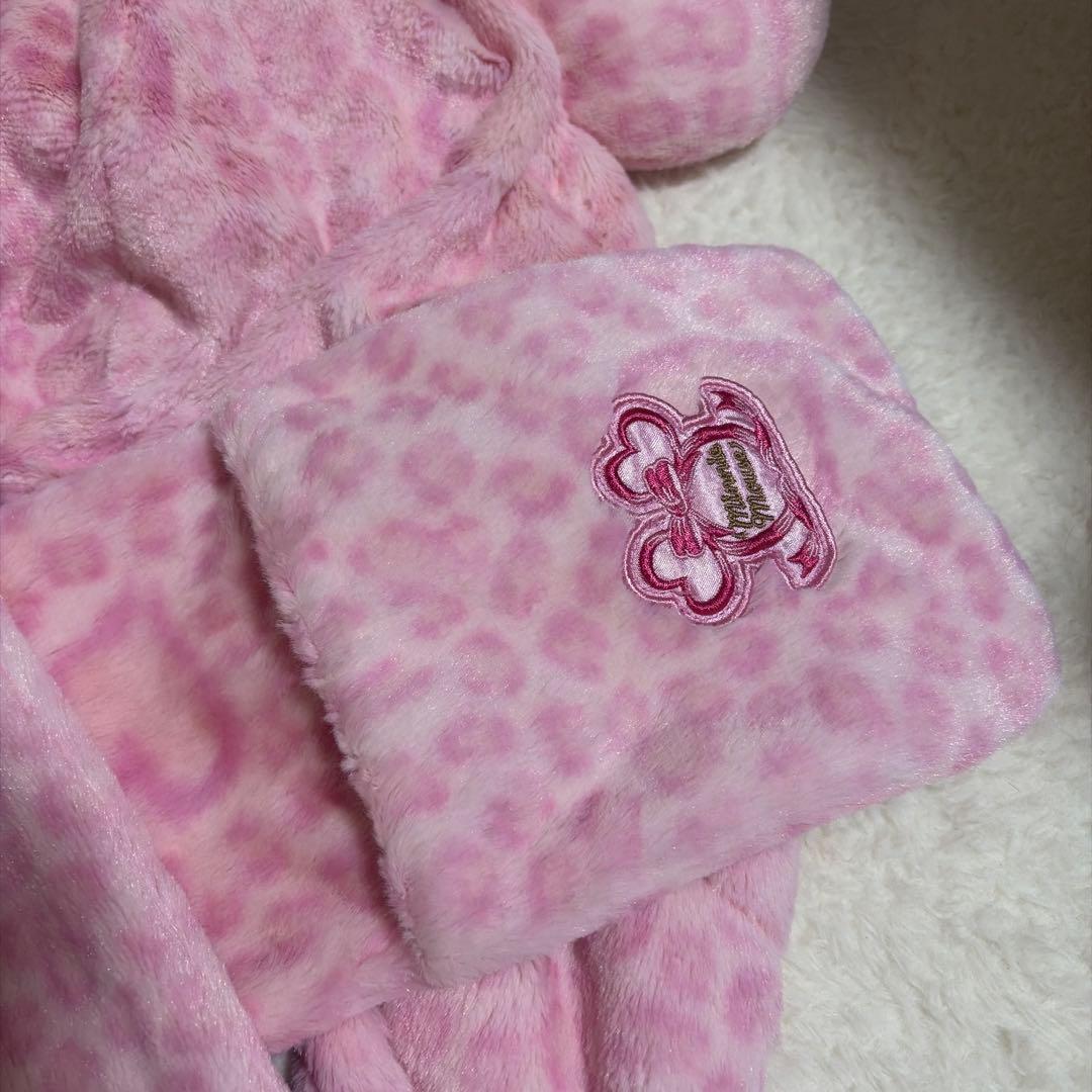 ディズニーランド マフラーファンキャップ ヒョウ柄ピンク