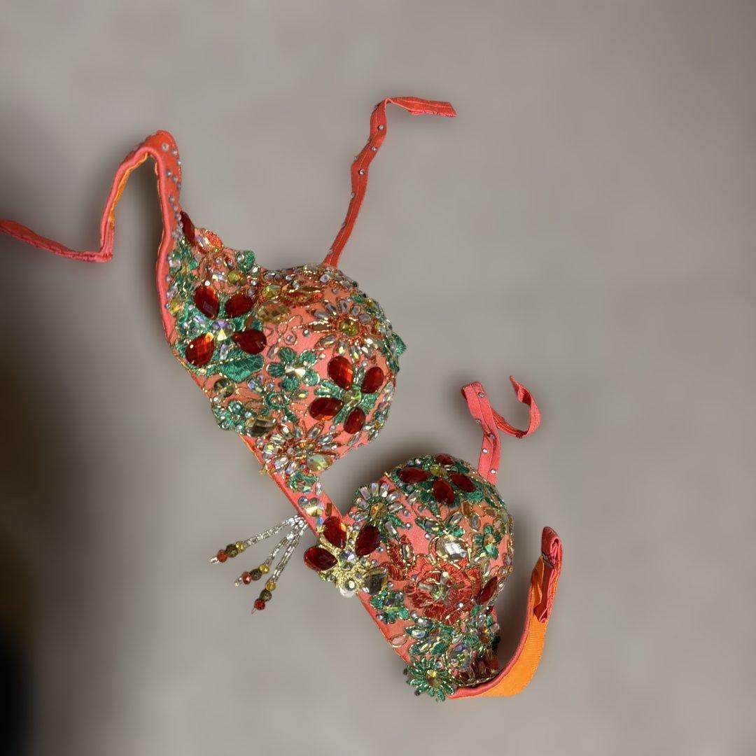 ベリーダンス用コーラルピンクブラ