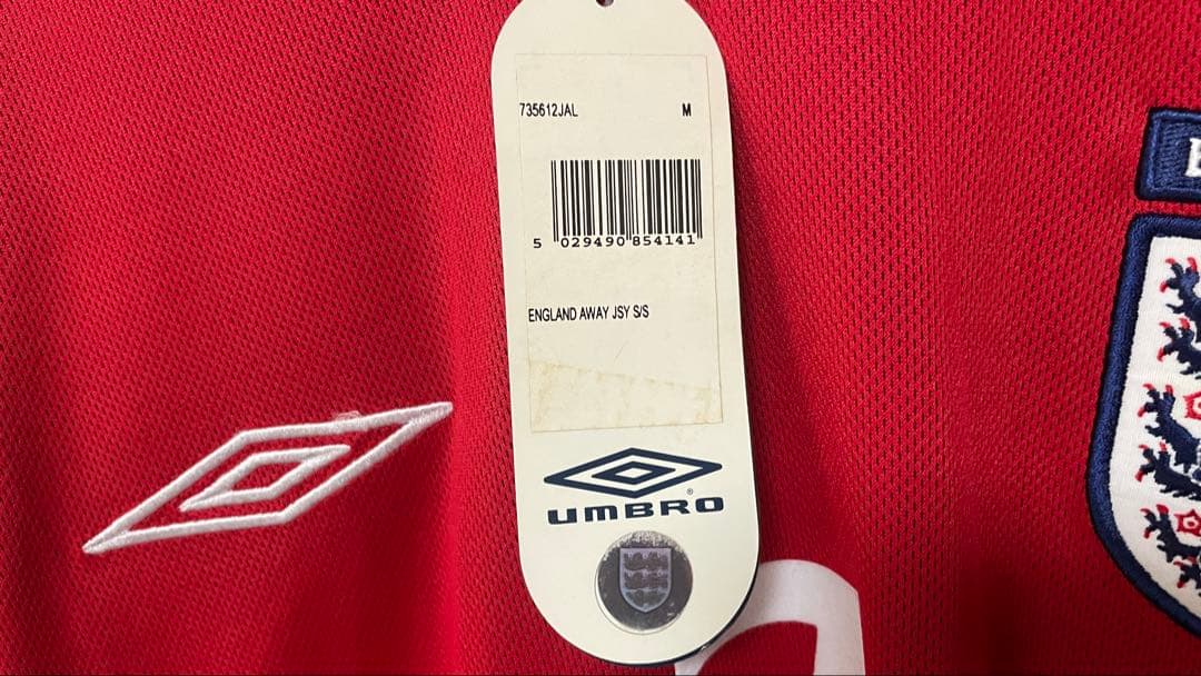 【新品タグ】02W杯ベッカム英アウェイ試合詳細刺繍　アルゼンチン戦