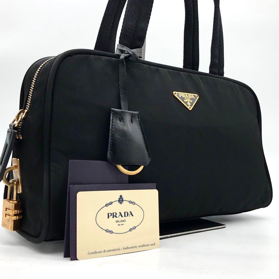 ✨美品・ギャランティ付✨プラダ ハンドバッグ 三角ロゴプレート ナイロン 黒