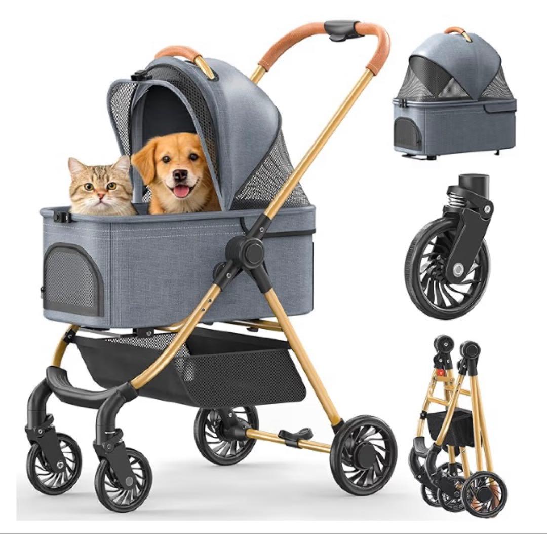 ペットカート バスケット取り外し式 折りたたみ 軽量 コンパクト ペットバギー