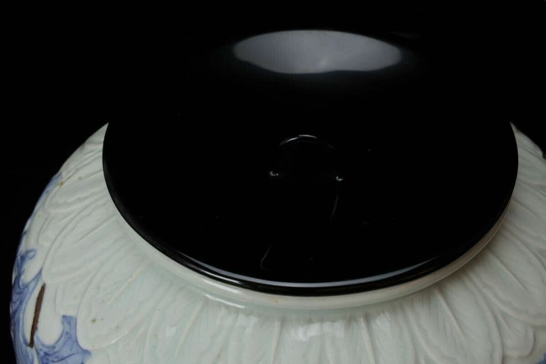 韓国人間文化財 安東五 作 樊川窯 李朝 高麗 古陶磁器 壺 共箱 染付辰砂