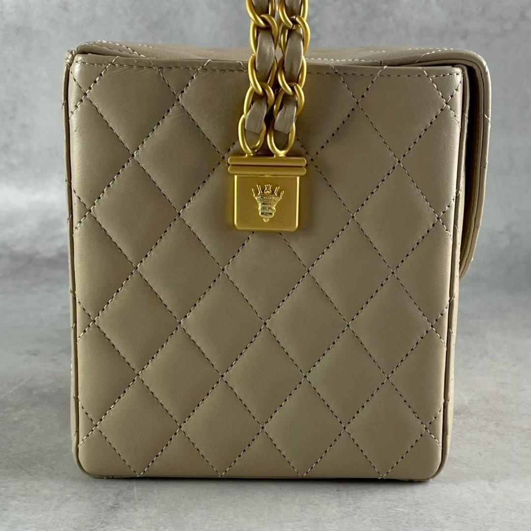 美品　キミジマ　コレクション ベージュ　キルティングレザー　バニティバッグ