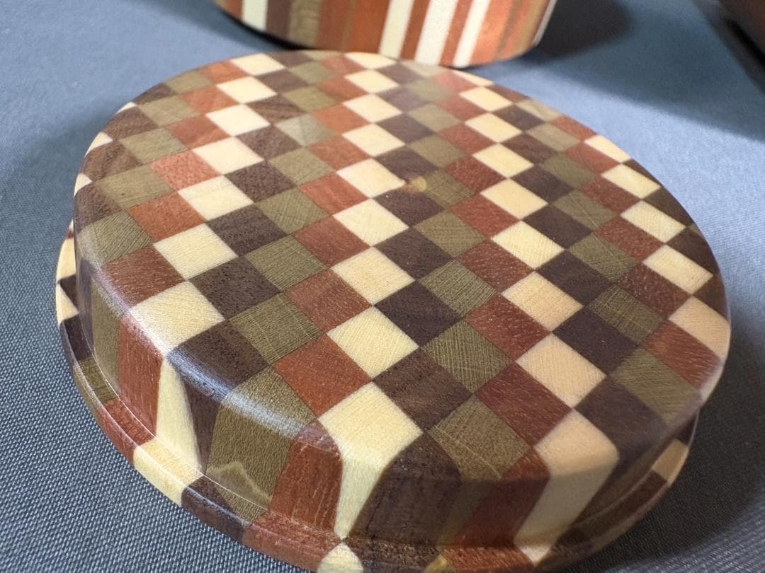 未使用品 箱根寄木細工 茶筒 木製容器 円筒形