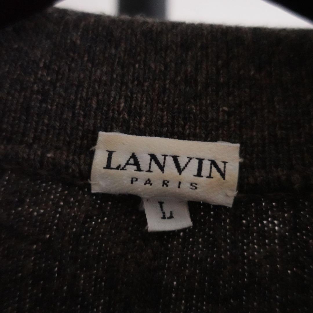 【イタリア製】OLD LANVIN カシミアウール　リブニットポロ　グレー