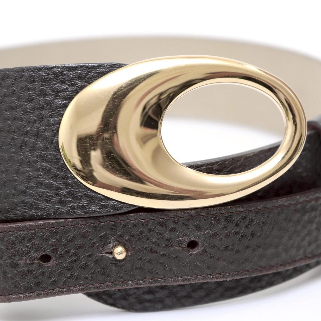 美品 ブルガリ レザーベルト 78cm±2.5 楕円バックル 黒 751