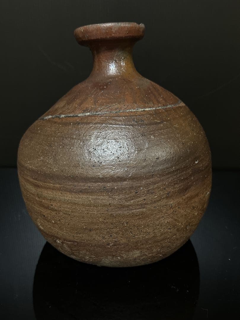 室町時代 極上 古備前 被焼 拉口緋襷自然釉 船徳利 蕪徳利 花瓶 酒器