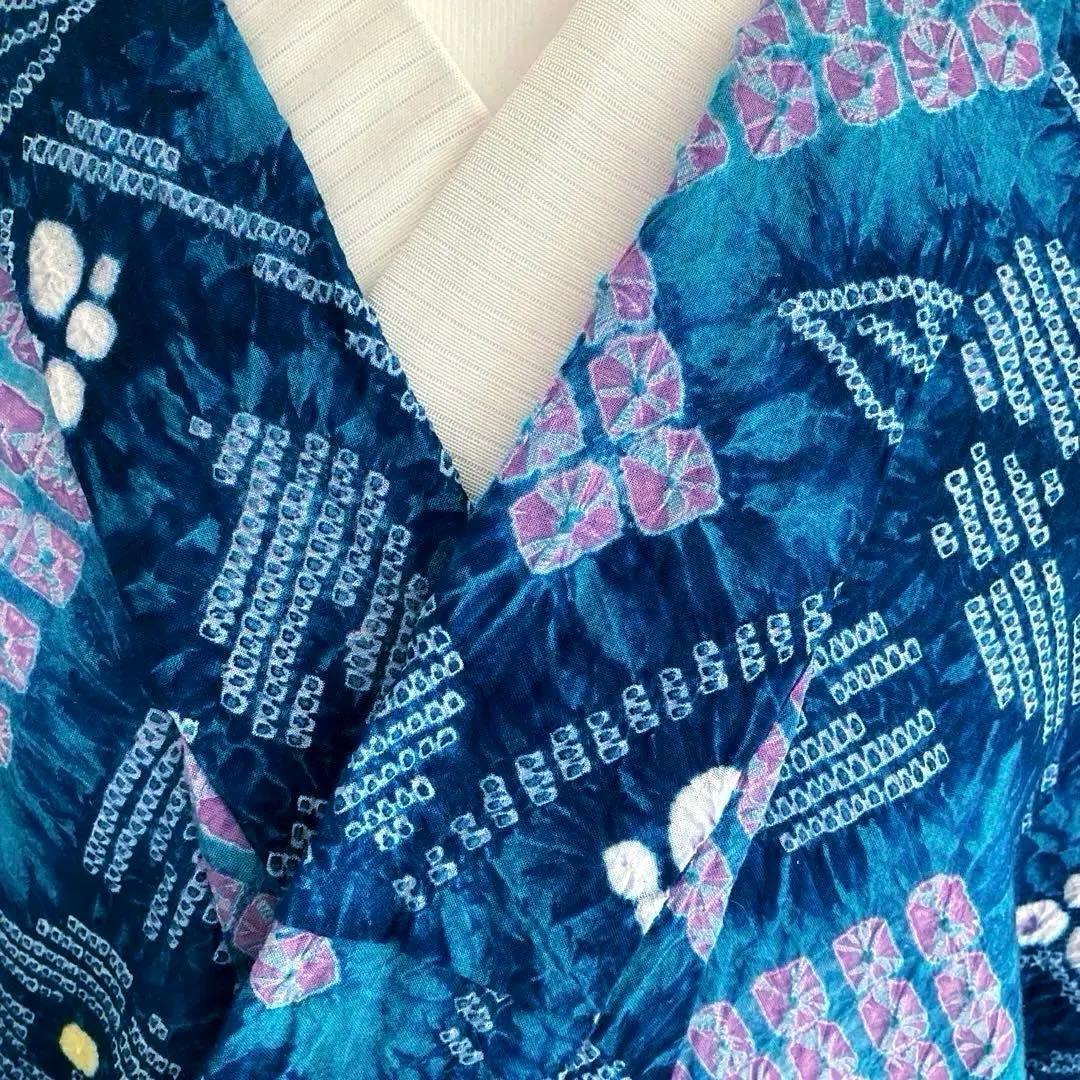 椿★ 有松絞り浴衣・有松鳴海絞り 大輪花模様　上質　N7-16