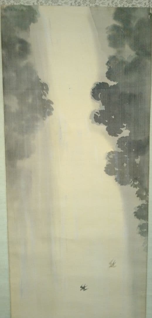 京都四条派の流れを汲む大正・昭和の日本画名匠・立脇泰山作「落瀑飛燕図」