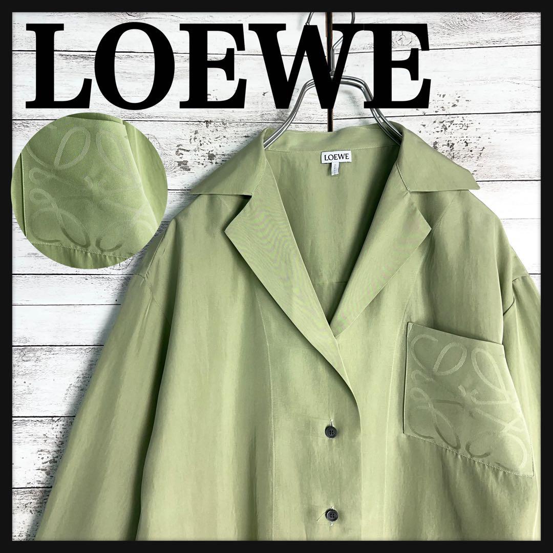 11617【美品・人気モデル】ロエベ　アナグラム　オープンカラー長袖シャツ