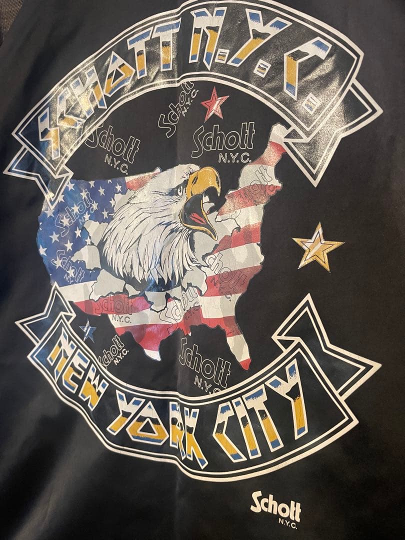 【極希少/美品】Schott ショット コーチジャケット 鷹 星条旗 黒 L