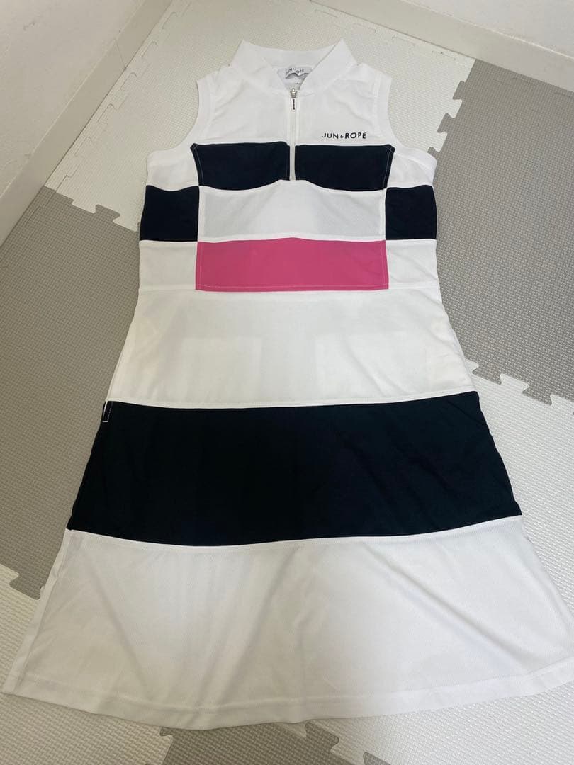 【極美品】ジュンアンドロペ ゴルフワンピース インナー付 白黒ピンク S