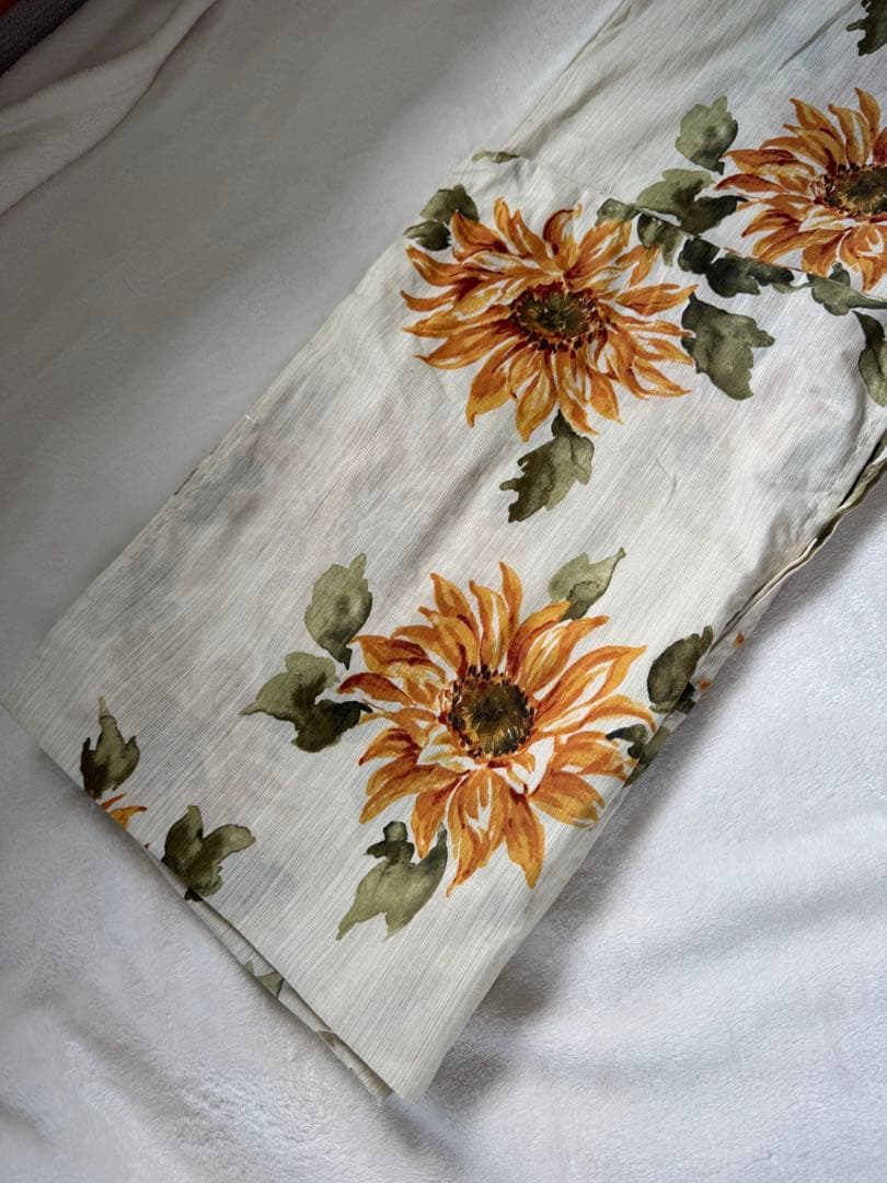 ひまわり柄浴衣・ブラウン帯セット