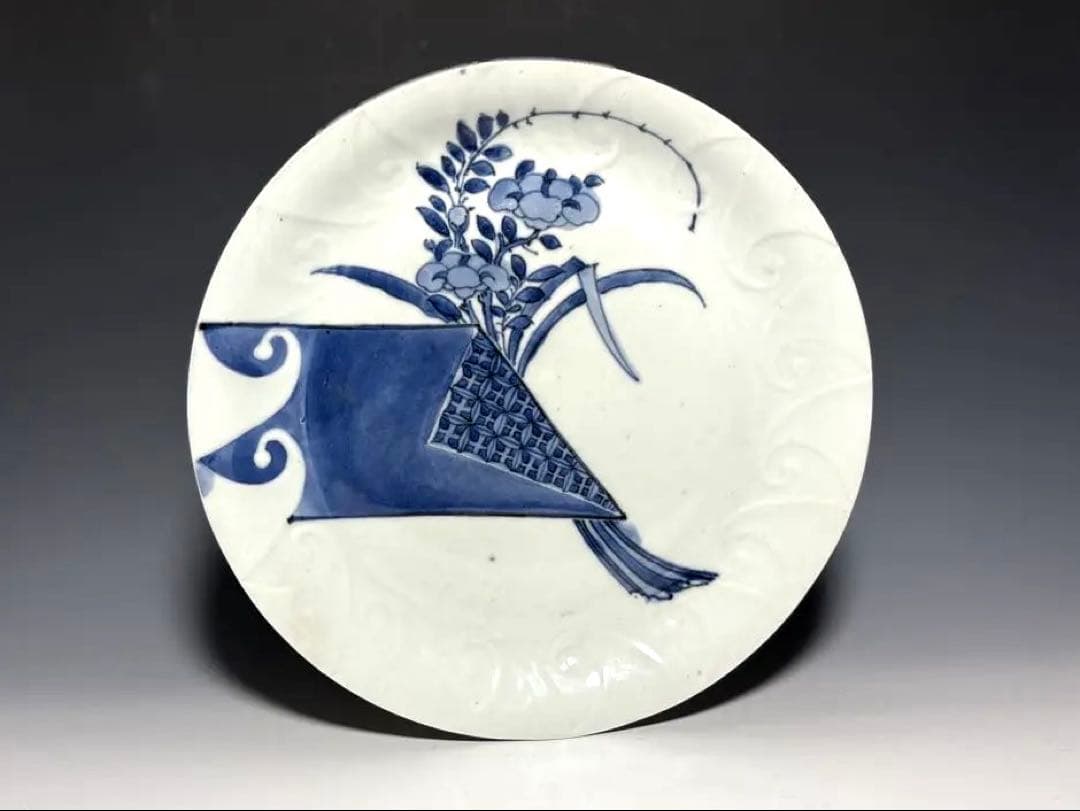 「藍九谷」短冊花束文中皿 (完品)