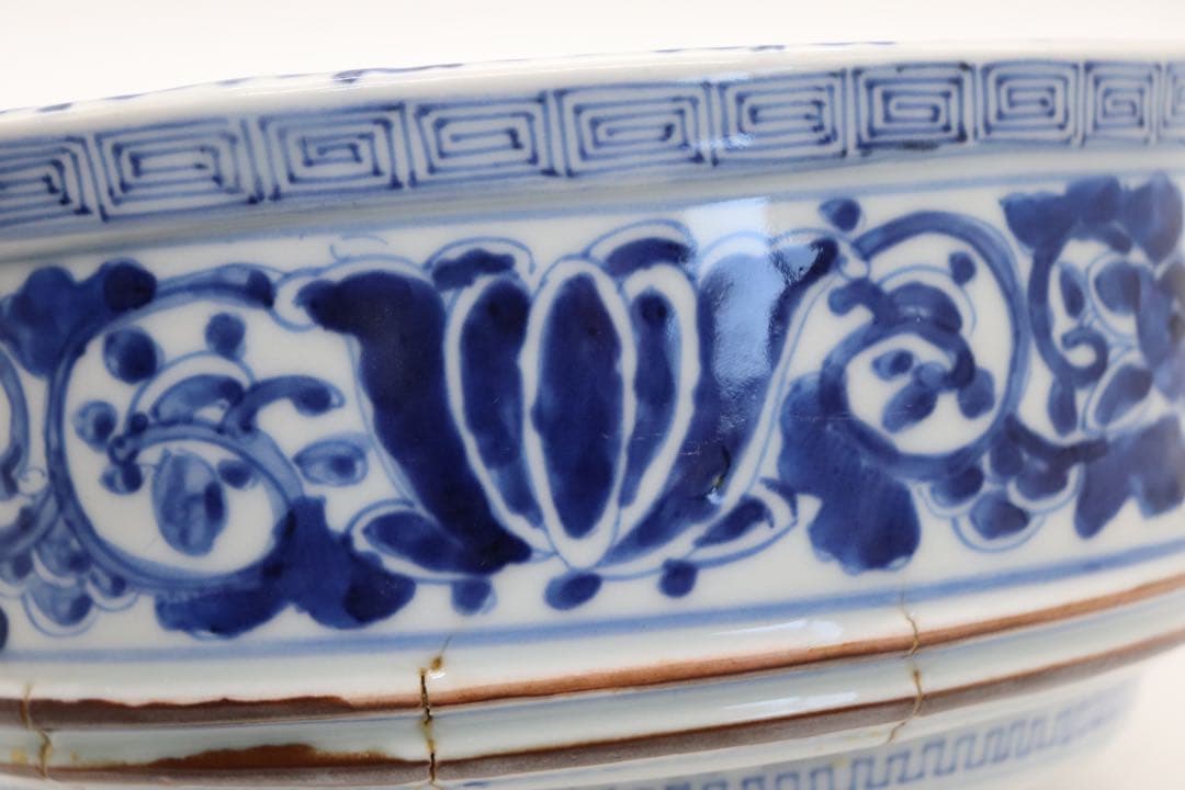 江戸　伊万里　染付　鶴紋大鉢　送料込み1121