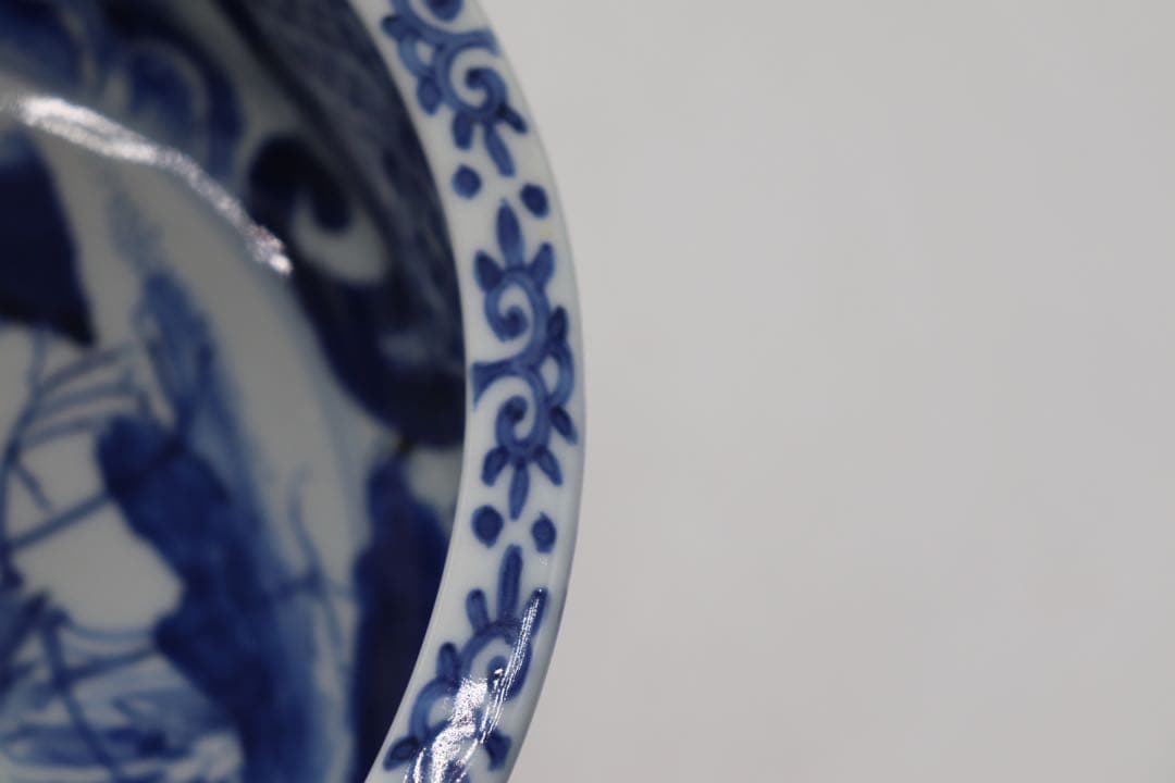 江戸　伊万里　染付　鶴紋大鉢　送料込み1121