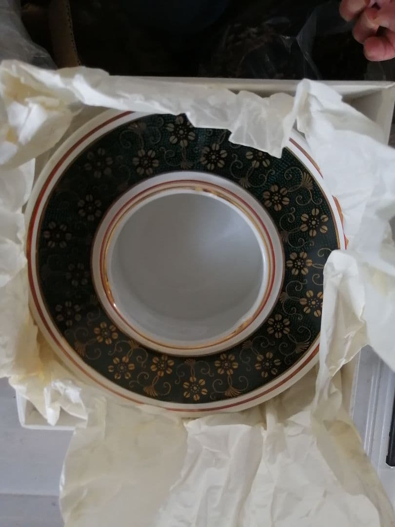 高級品‼️九谷焼　青粒鉄仙　7号灰皿