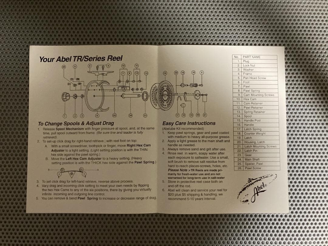 Abel TR 1　フライリール　G/B