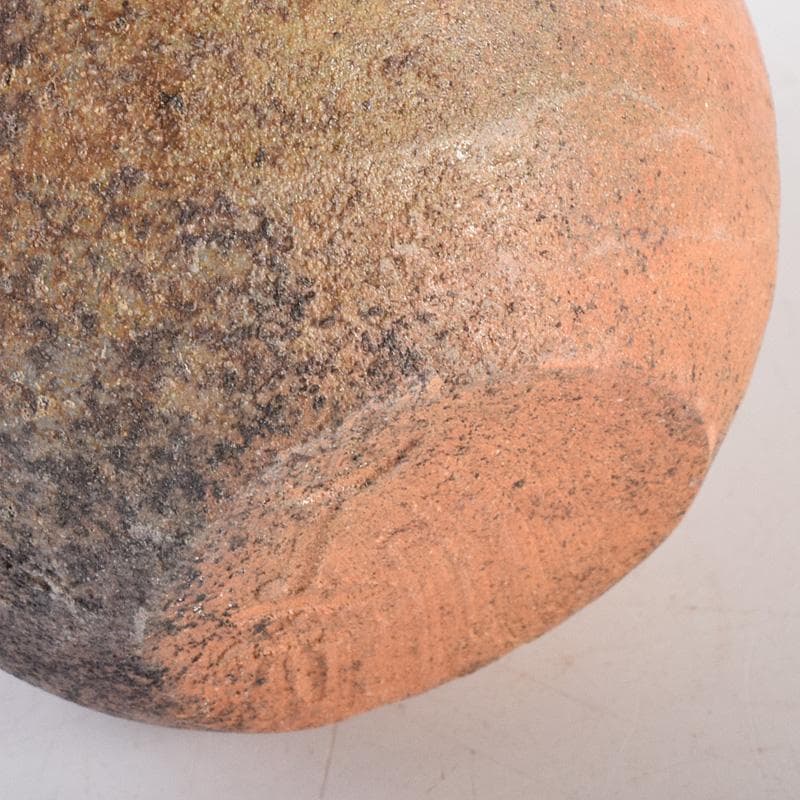 茶道具　備前焼　木村桃山作　茶入　袱紗付　共箱　V　R7875